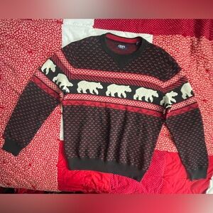 Chaps 100% Cotton Black and Red Polar Bear Pattern Sweater